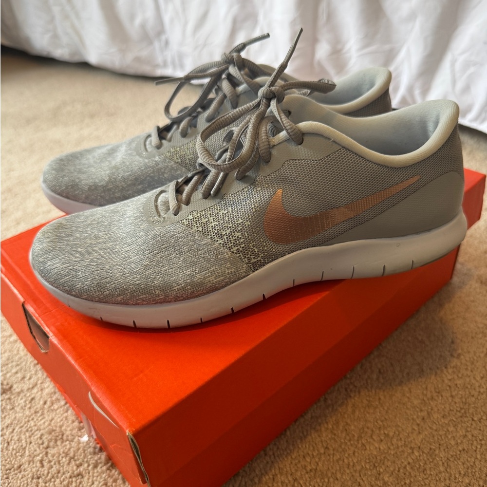 Nike Flex Contact Running Sneakers Grey Rose Gold
